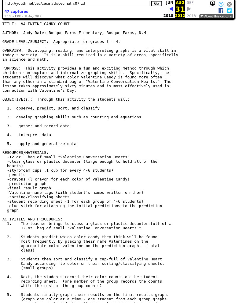 Valentine Candy Count Lesson Plan