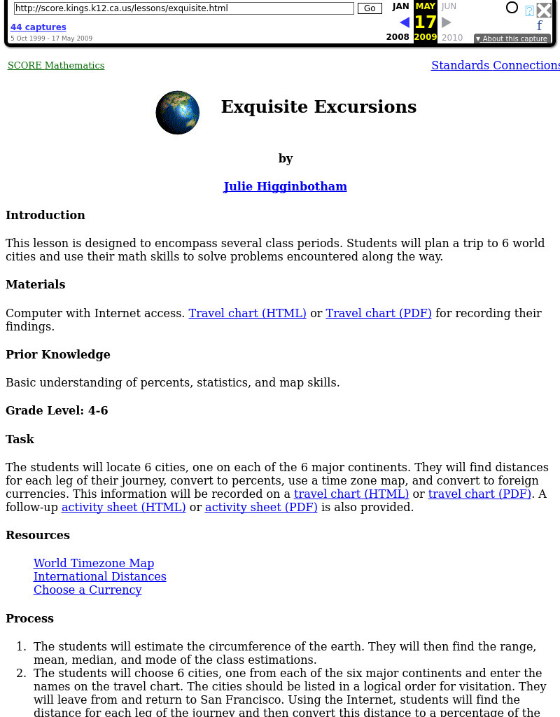 Exquisite Excursions Lesson Plan