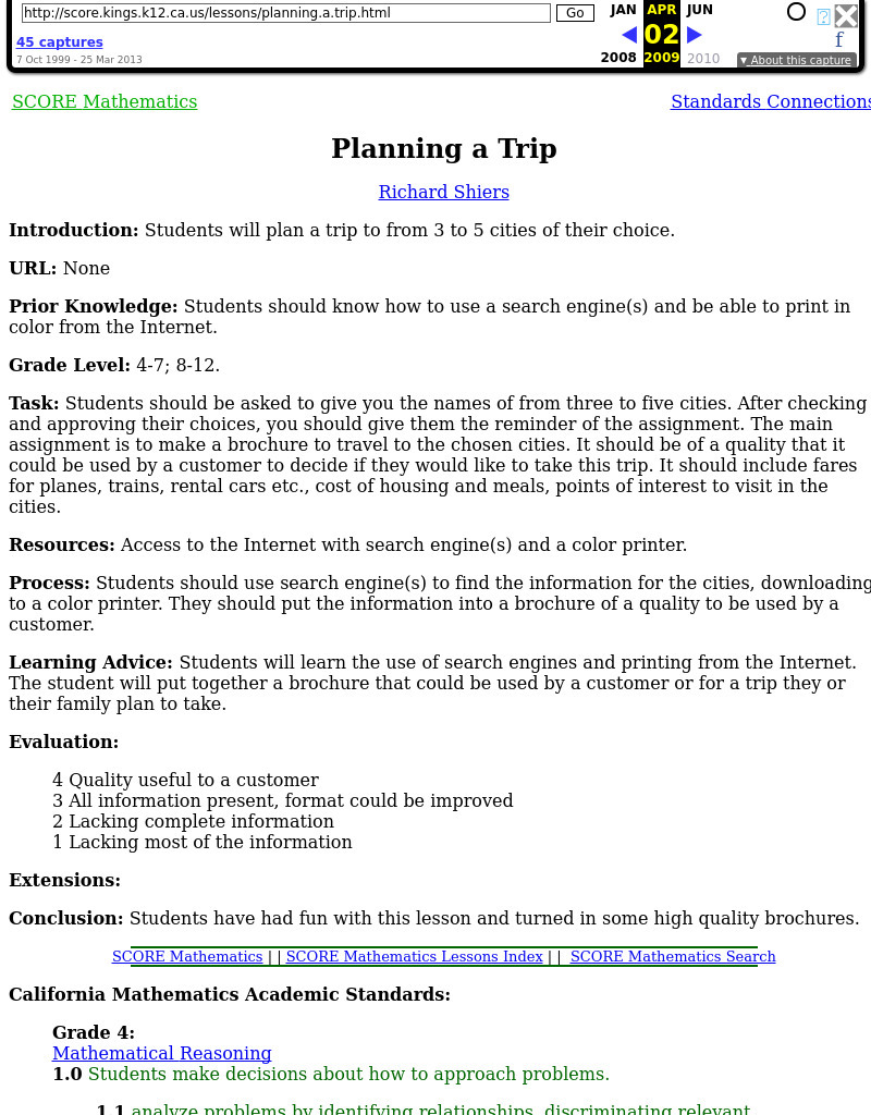 Planning a Trip Lesson Plan