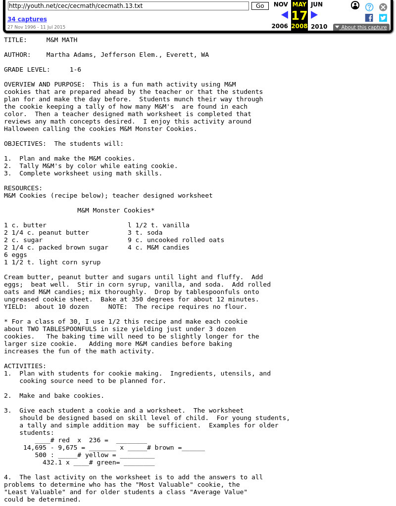 M&M Cookie Math Lesson Plan