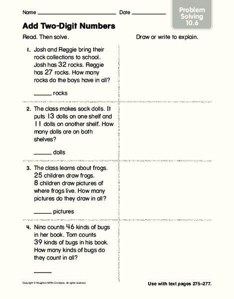 Add Two-Digit Numbers Worksheet