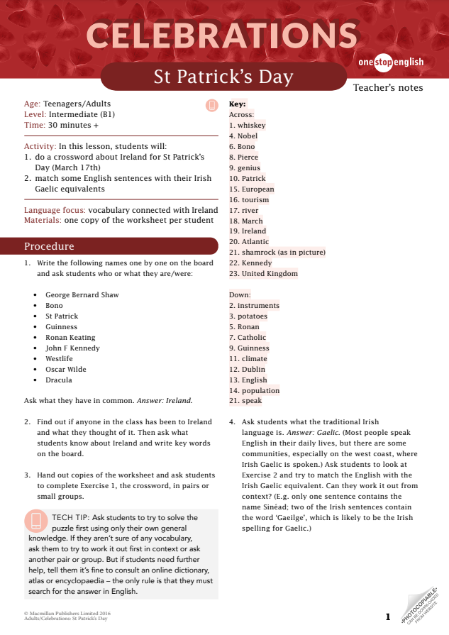 Celebrations: St Patrick’s Day Activity