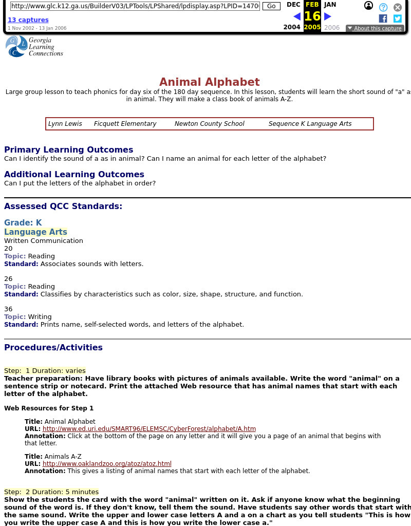 Animal Alphabet Lesson Plan