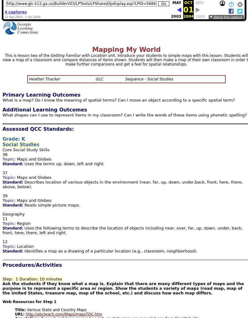 Mapping My World Lesson Plan