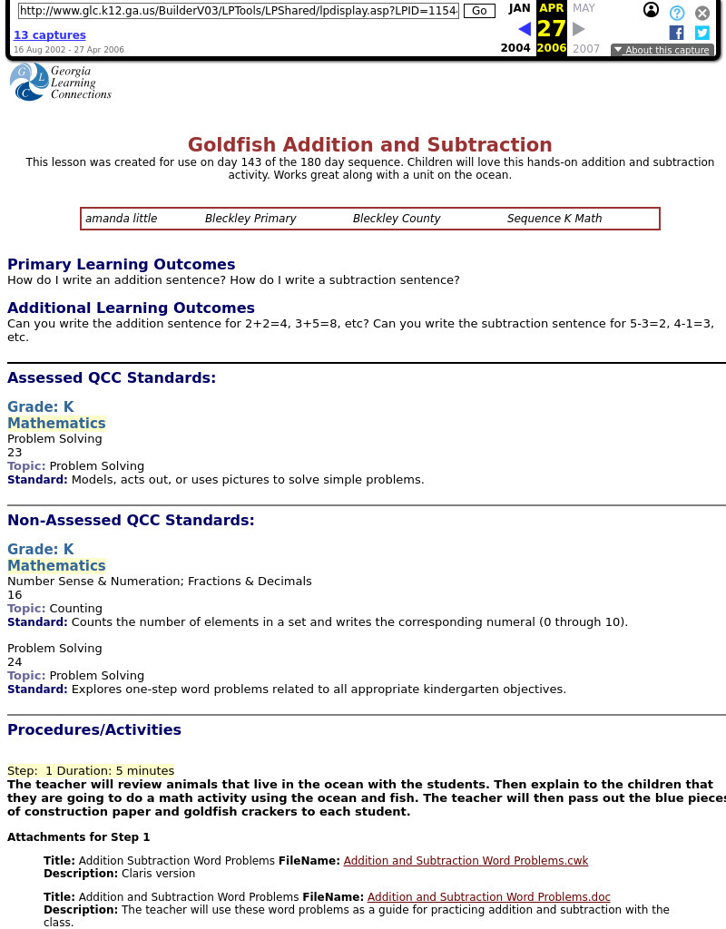 Goldfish Addition and Subtraction Lesson Plan