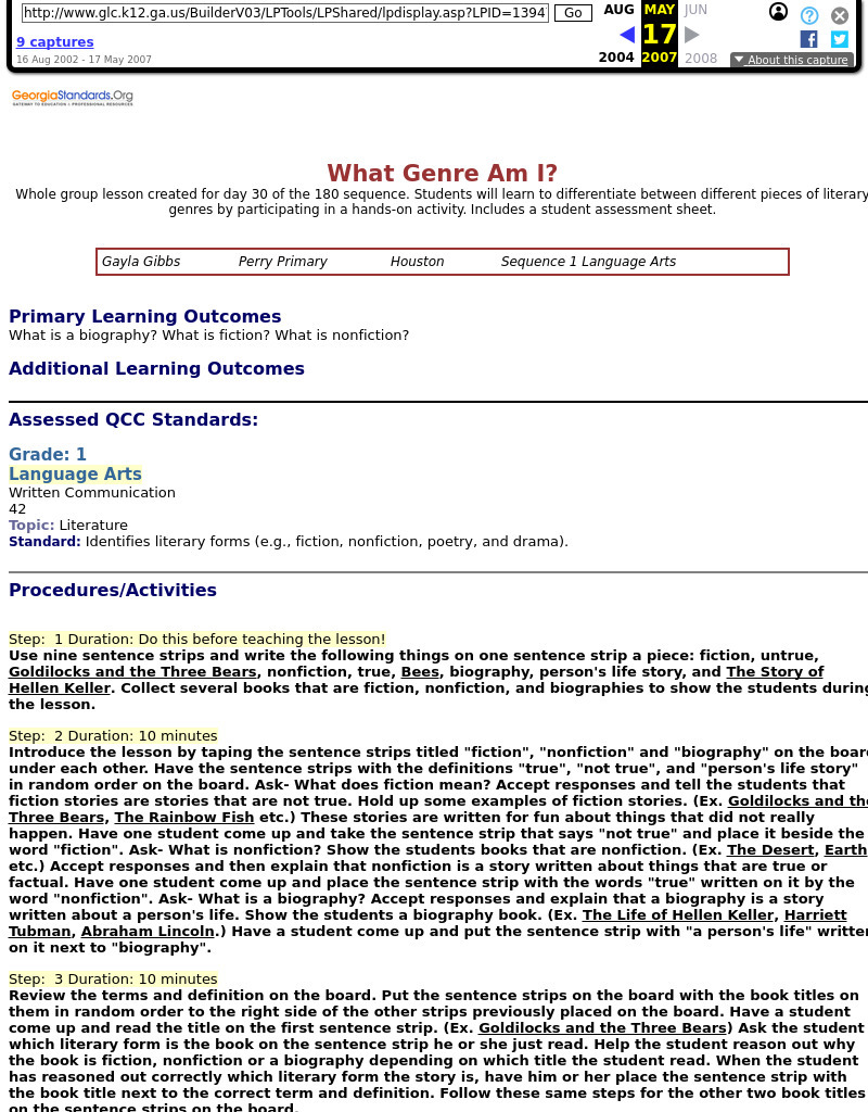 What Genre Am I? Lesson Plan