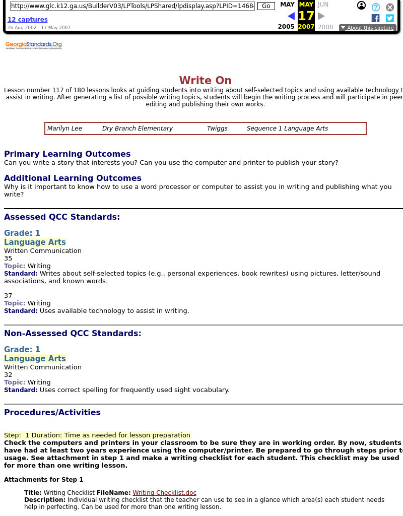 Write On Lesson Plan