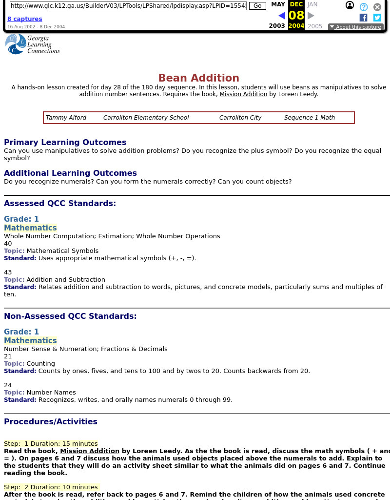 Bean Addition Lesson Plan