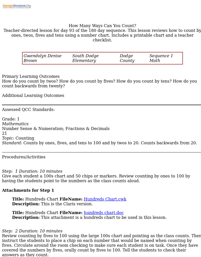 How Many Ways Can You Count? Lesson Plan