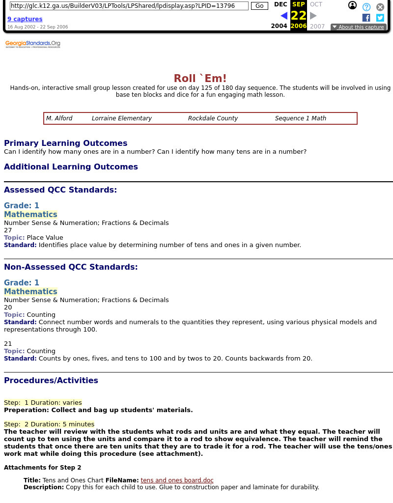 Roll `Em! Lesson Plan