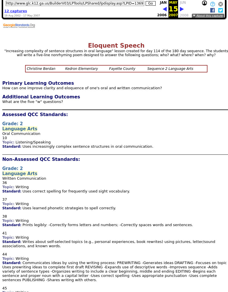 Eloquent Speech Lesson Plan