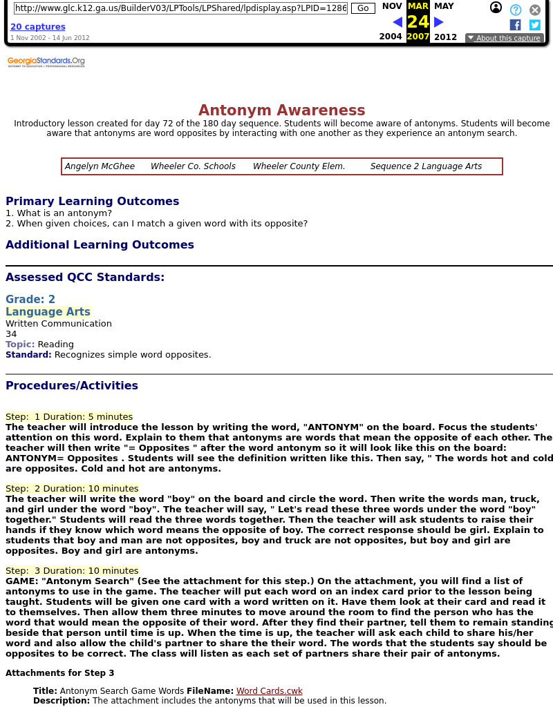 Antonym Awareness Lesson Plan
