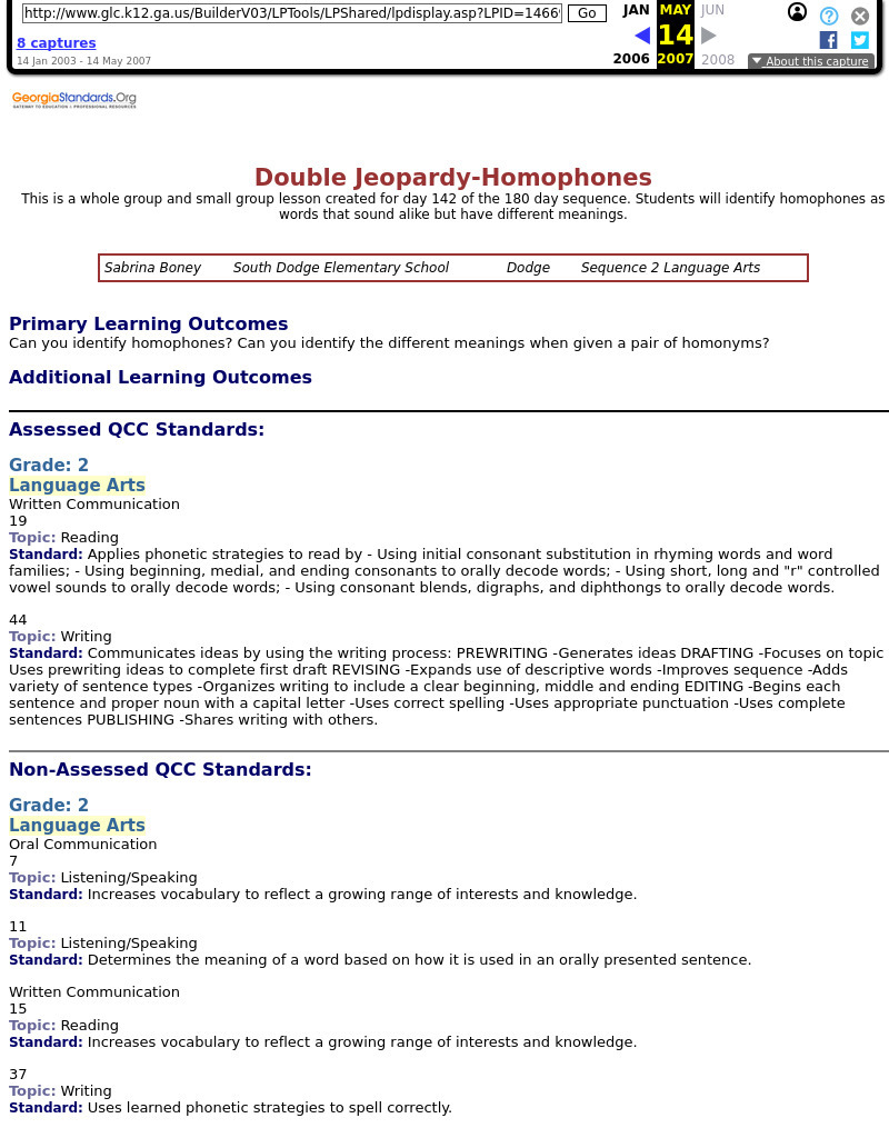 Double Jeopardy-Homophones Lesson Plan