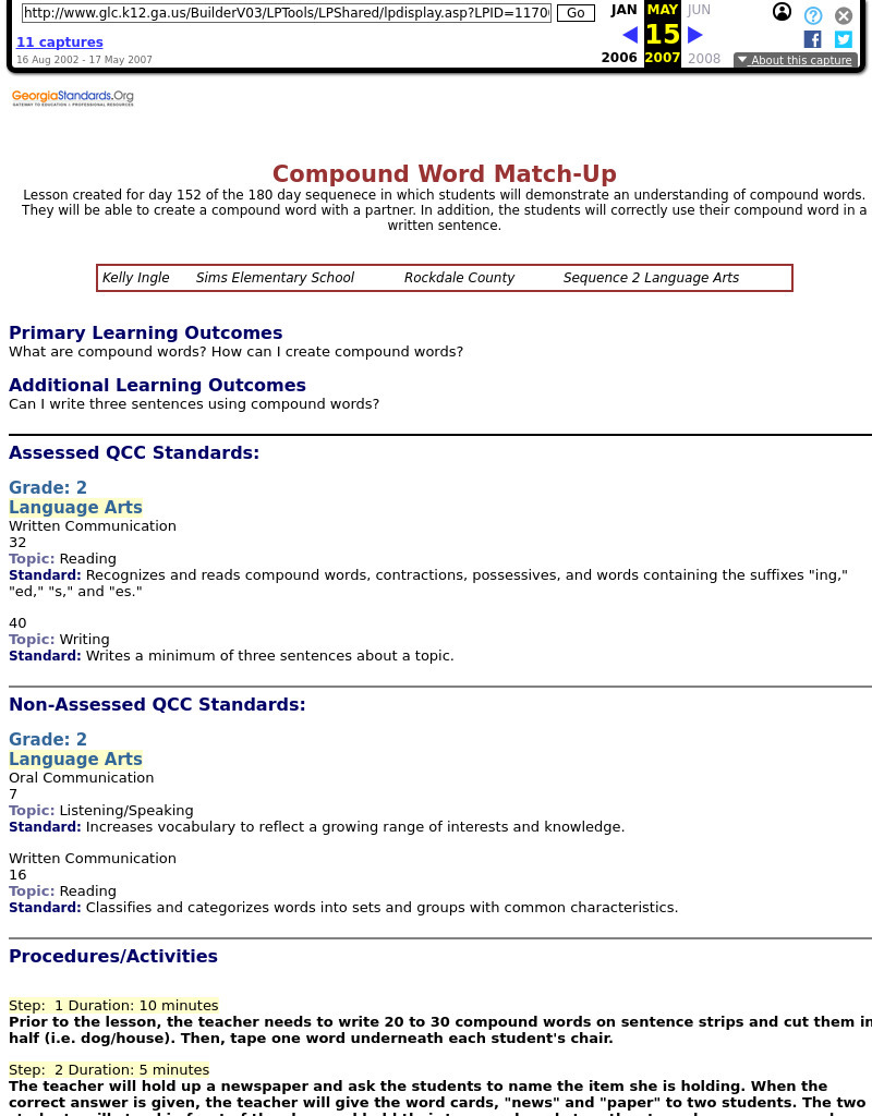 Compound Word Match-Up Lesson Plan