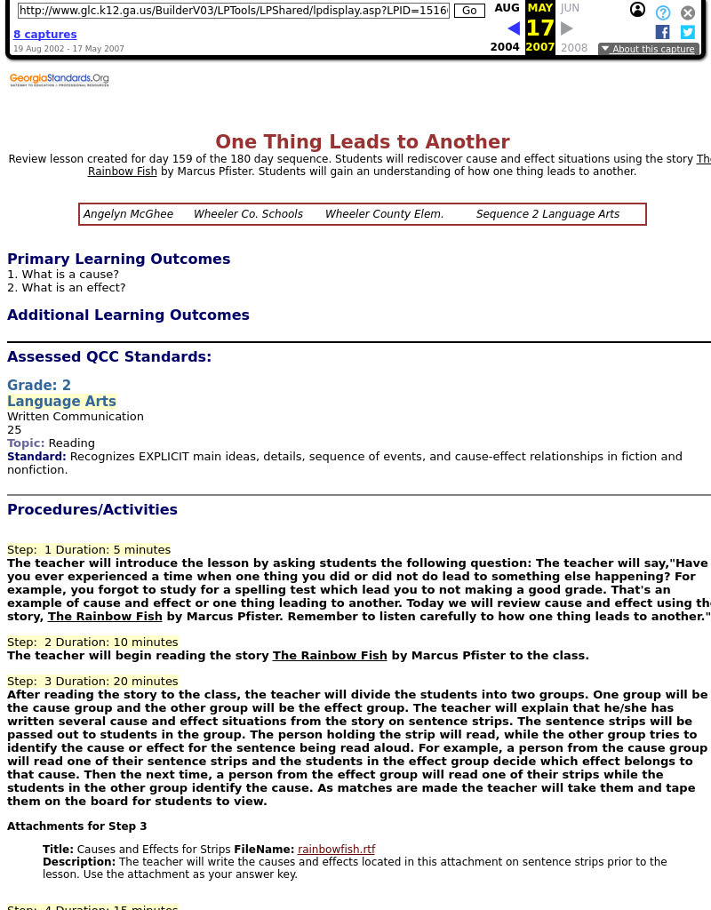 One Thing Leads to Another Lesson Plan