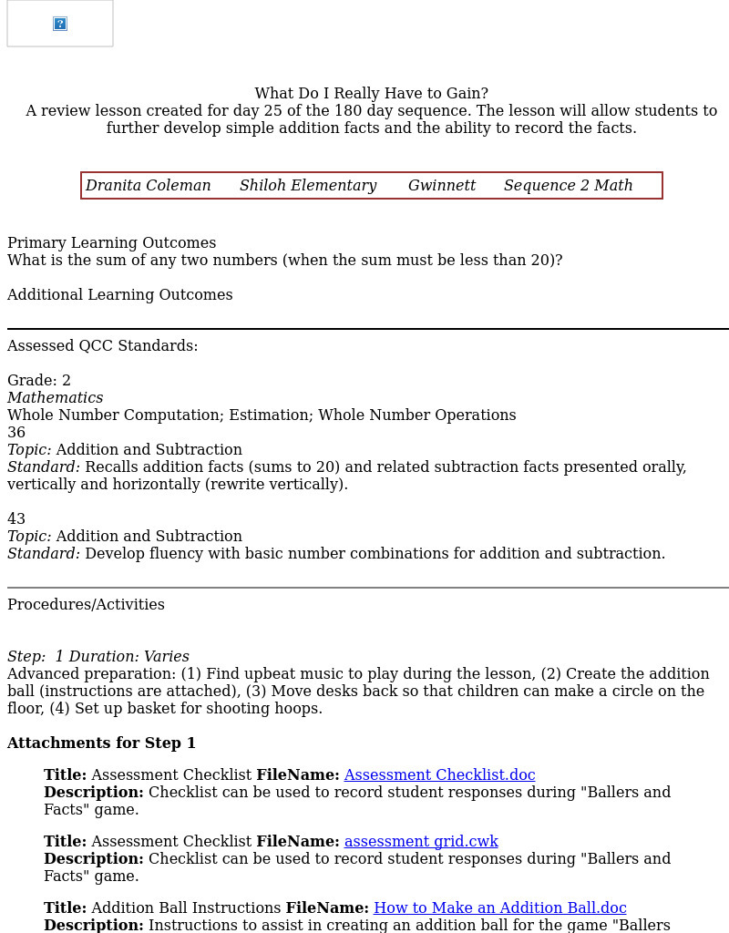 What Do I Really Have to Gain? Lesson Plan