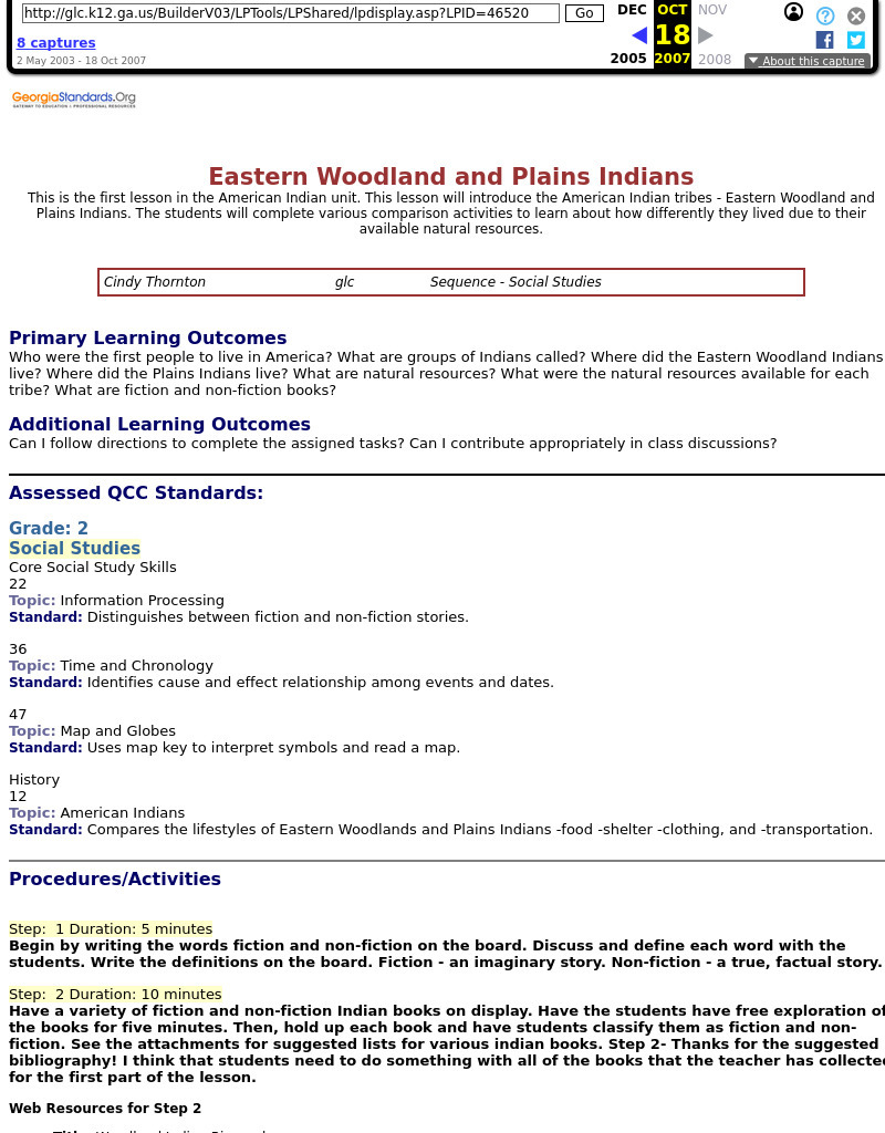 Eastern Woodland and Plains Indians Lesson Plan