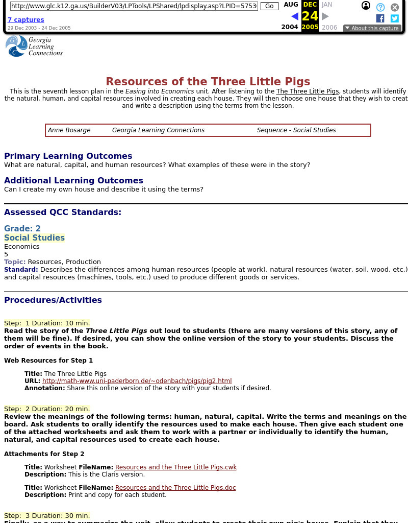Resources of the Three Little Pigs Lesson Plan