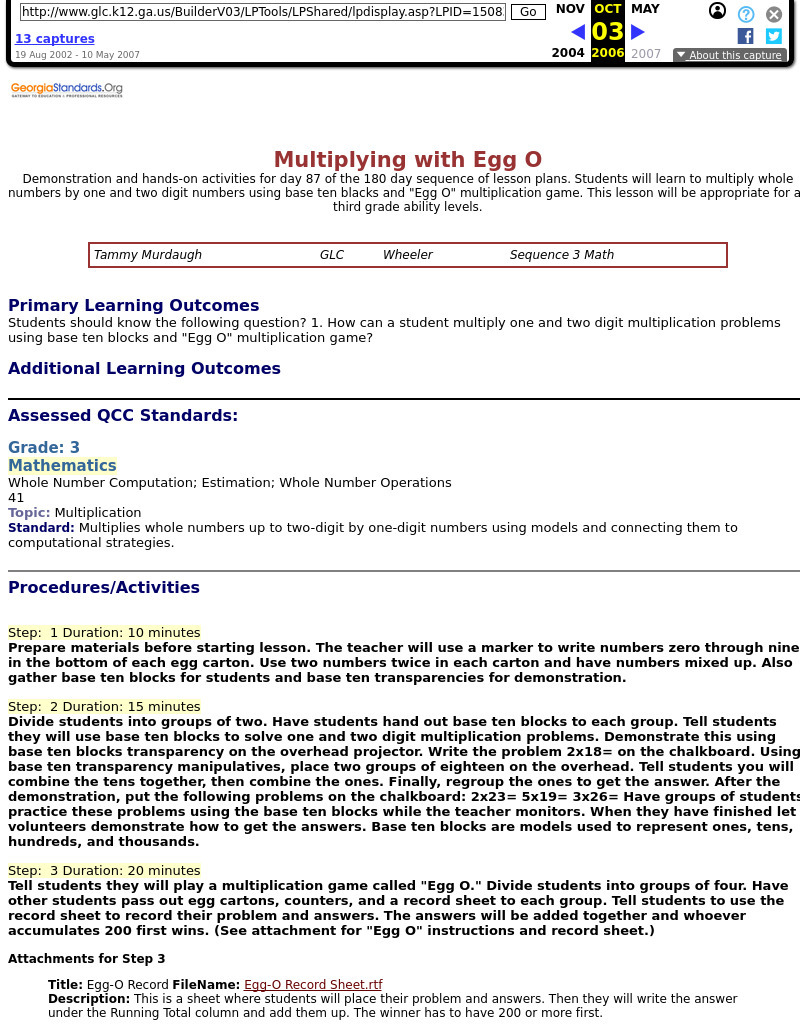 Multiplying with Egg O Lesson Plan