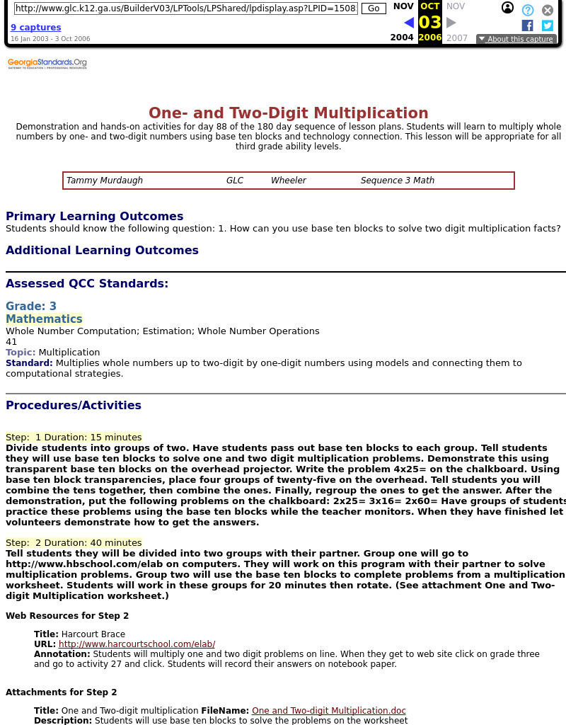One- and Two-Digit Multiplication Lesson Plan