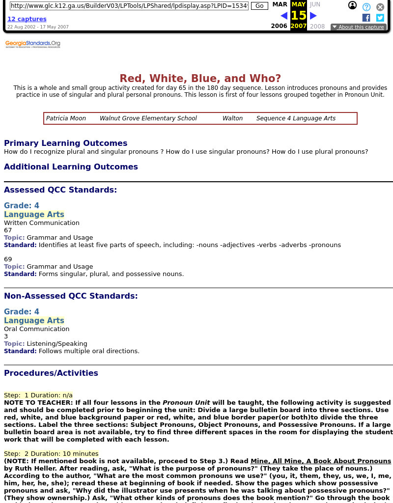 Red, White, Blue, and Who? Lesson Plan