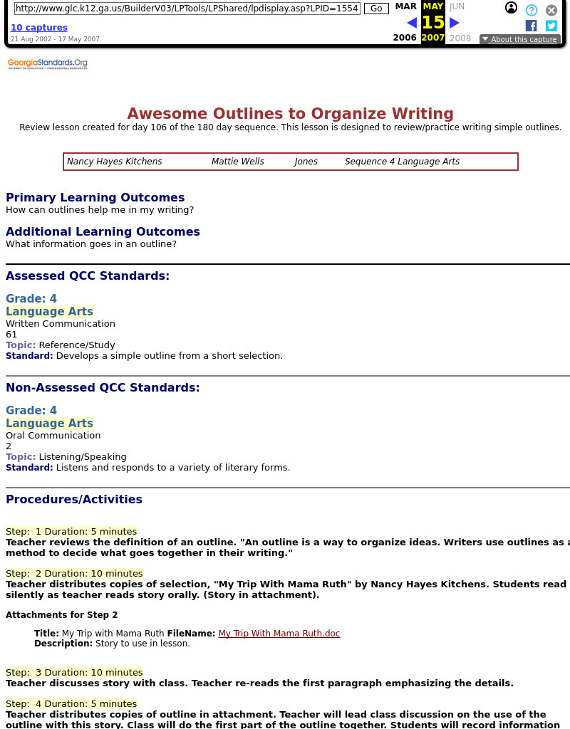 Awesome Outlines to Organize Writing Lesson Plan