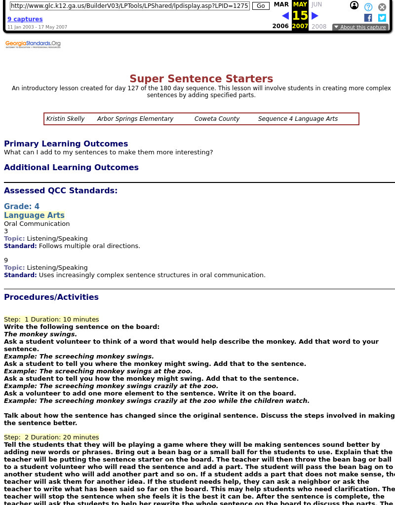 Super Sentence Starters Lesson Plan