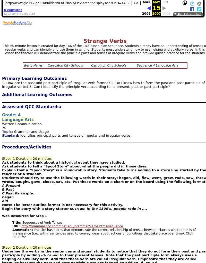 Strange Verbs Lesson Plan