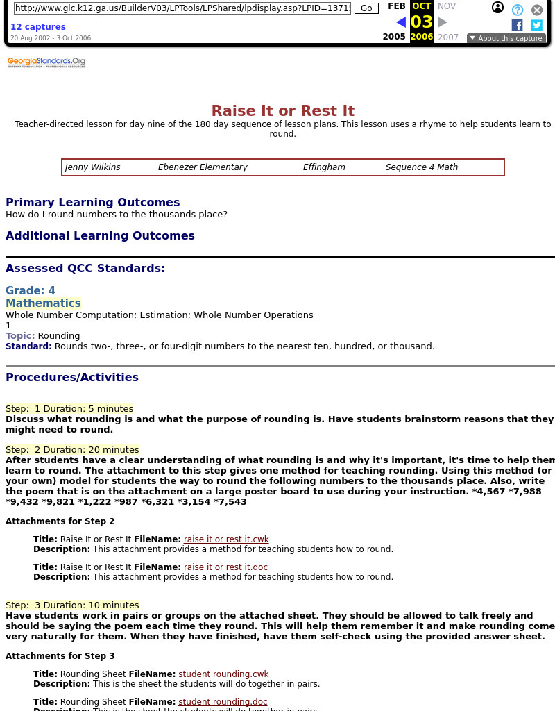 Raise It or Rest It Lesson Plan