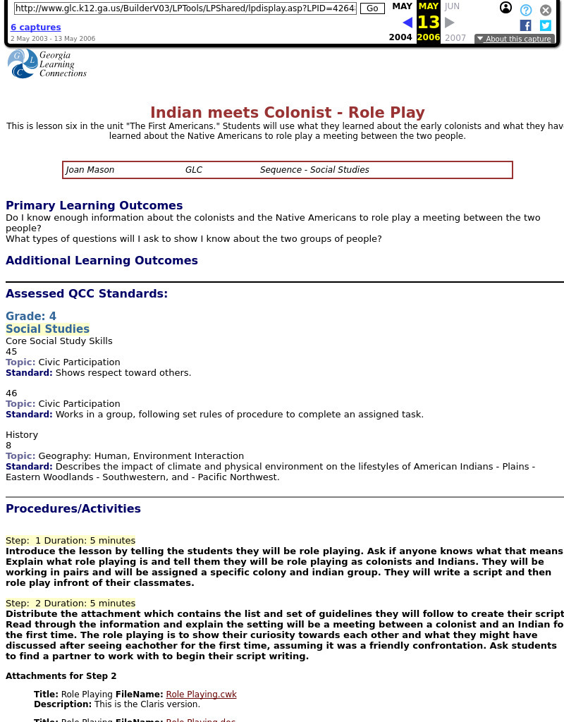 Indian Meets Colonist - Role Play Lesson Plan