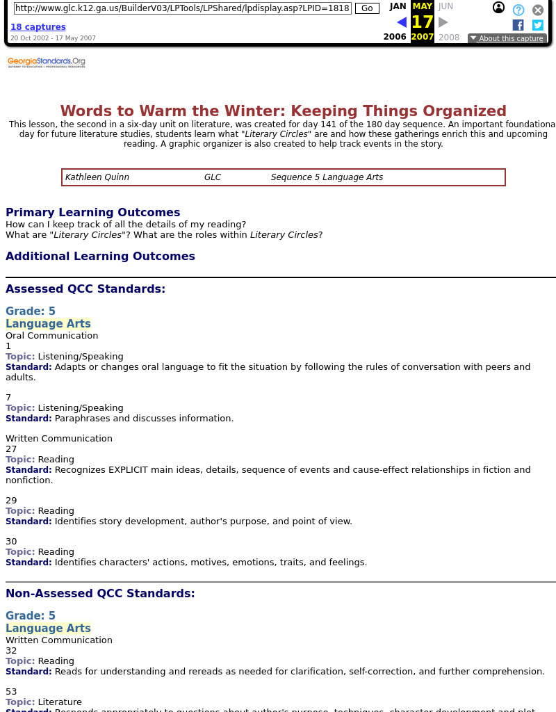 Words to Warm the Winter: Keeping Things Organized Lesson Plan