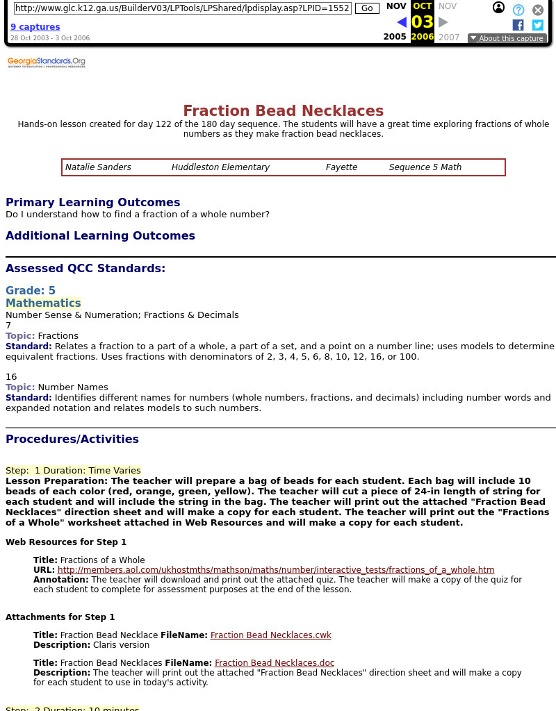 Fraction Bead Necklaces Lesson Plan