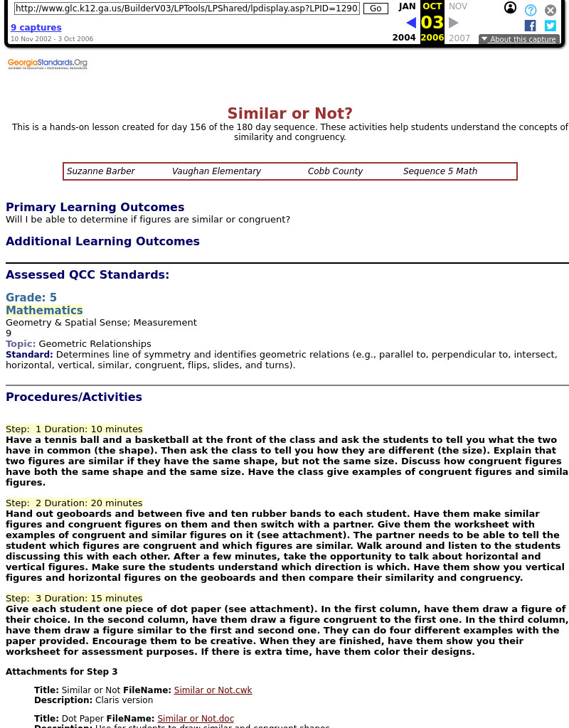 Similar or Not? Lesson Plan