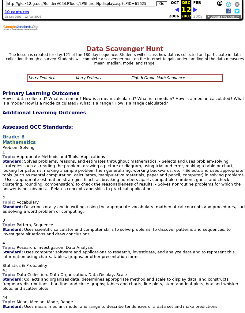 Data Scavenger Hunt Lesson Plan
