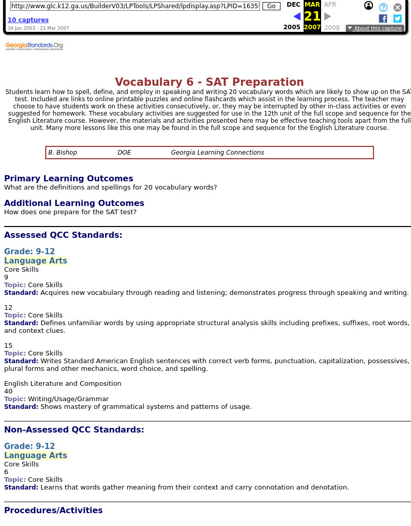 Vocabulary 6 - SAT Preparation Lesson Plan
