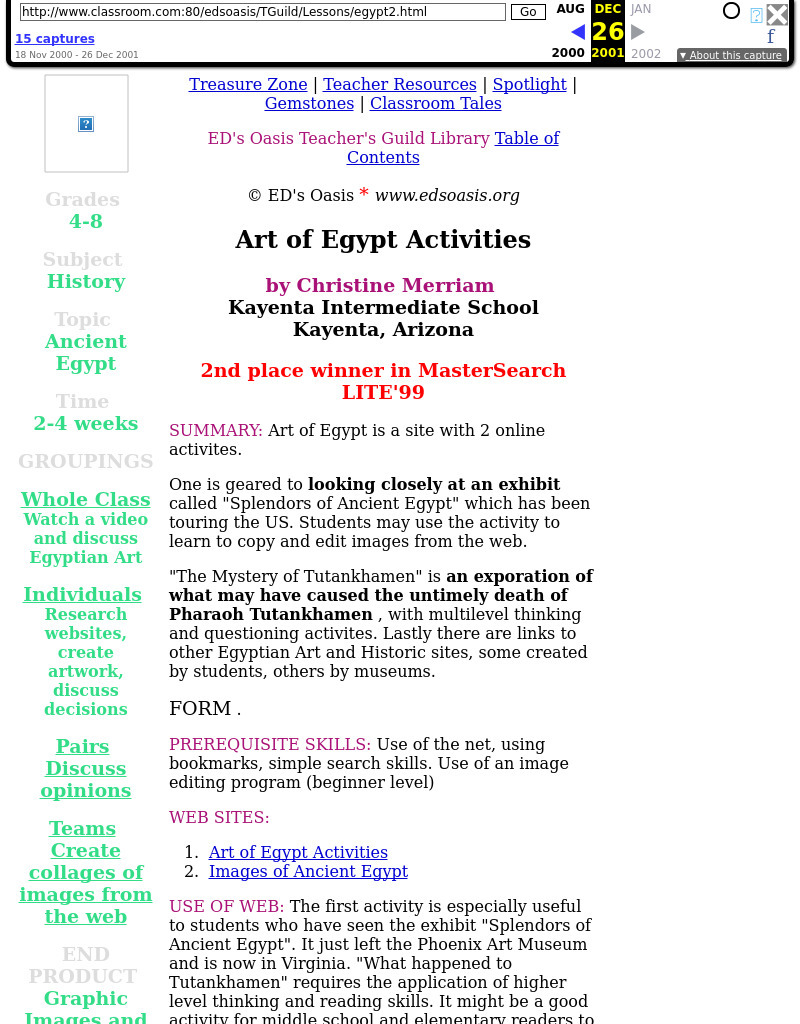 Art of Egypt Activities Lesson Plan