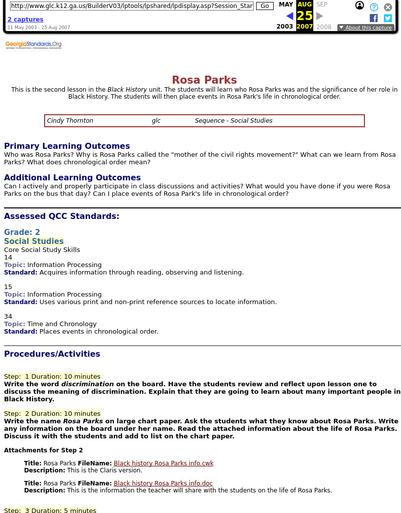 Rosa Parks Lesson Plan