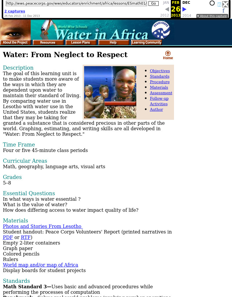 Water: From Neglect to Respect Lesson Plan