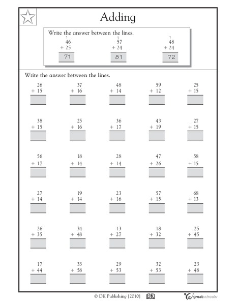 Adding 2-Digit Numbers Worksheet