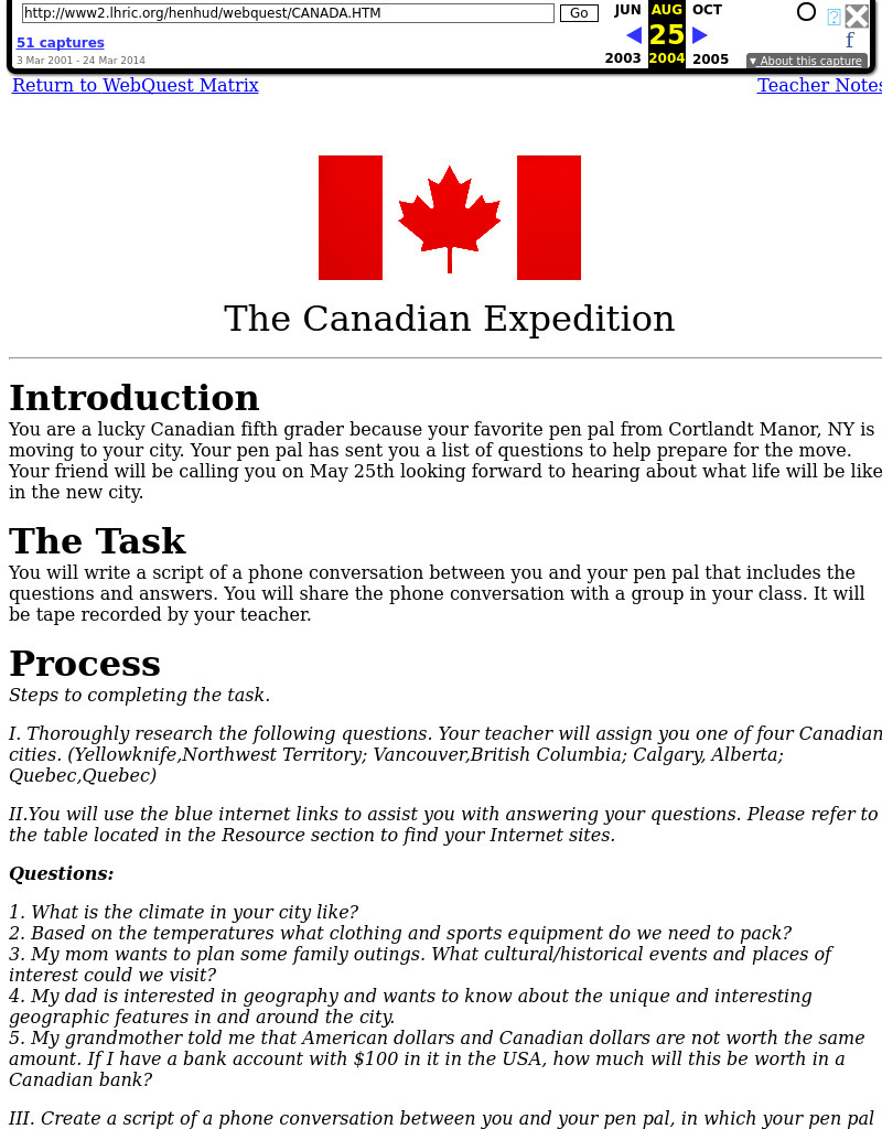 The Canadian Expedition Lesson Plan