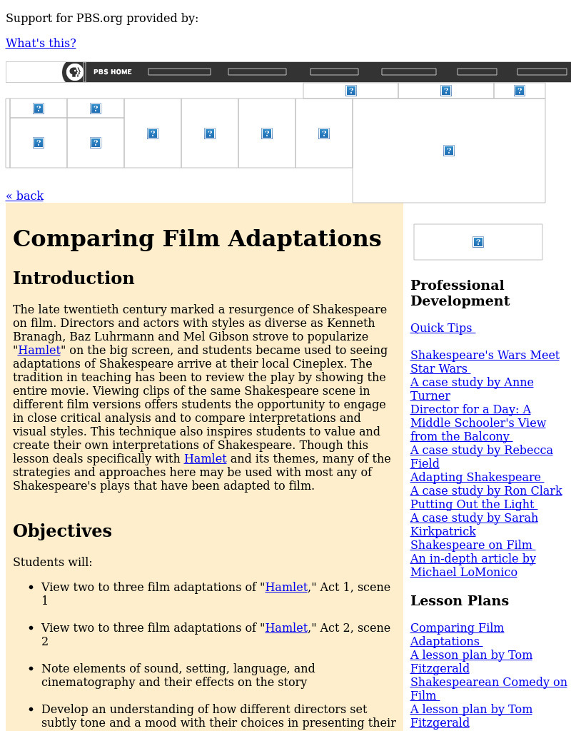 Comparing Shakespearean Film Adaptations Lesson Plan