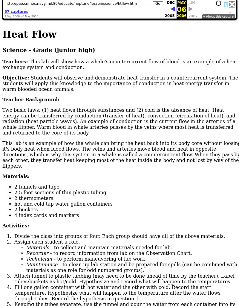 Heat Flow Lesson Plan