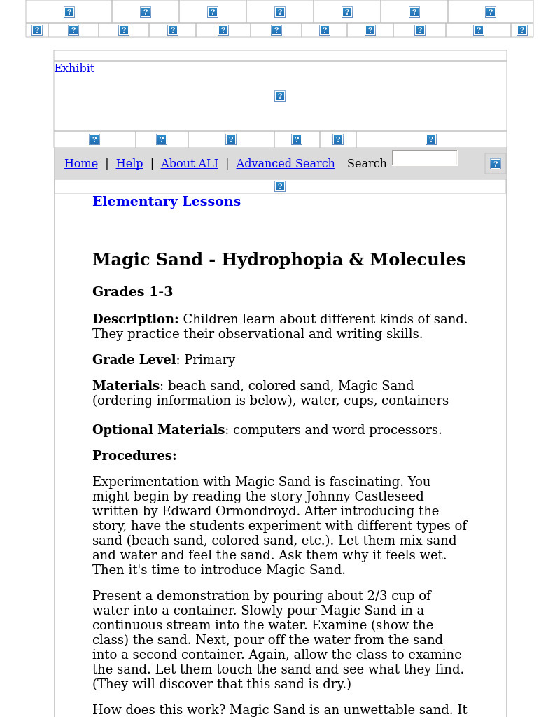 Magic Sand-Hydrophopia and Molecules Lesson Plan