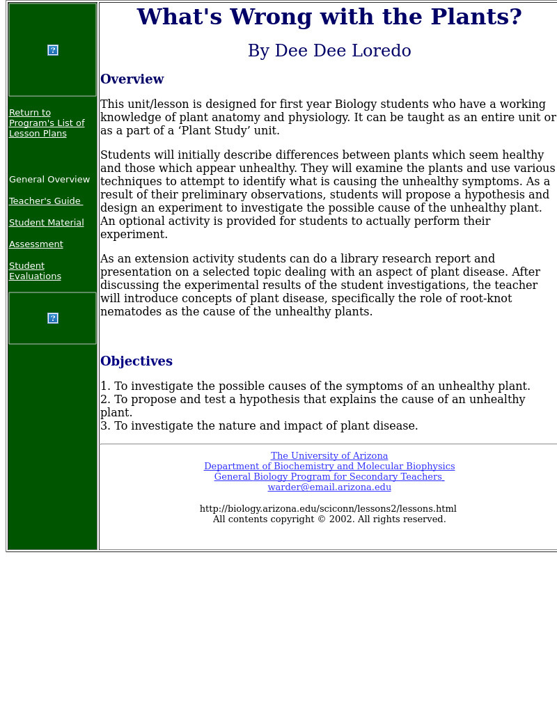 What's Wrong with the Plants?: Biology Lesson Plan