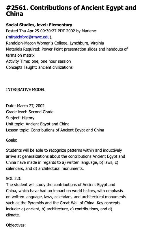 Contributions of Ancient Egypt and China Lesson Plan