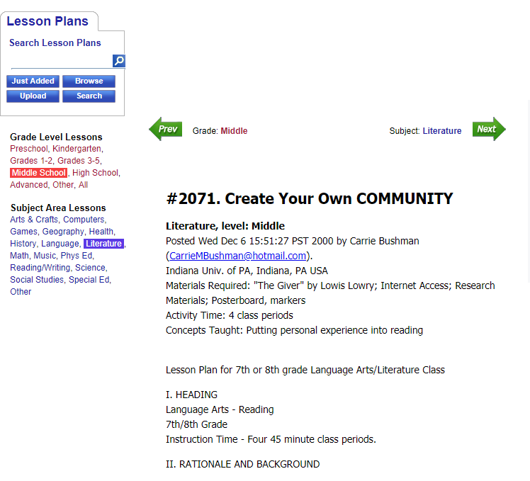 Create Your Own COMMUNITY Lesson Plan