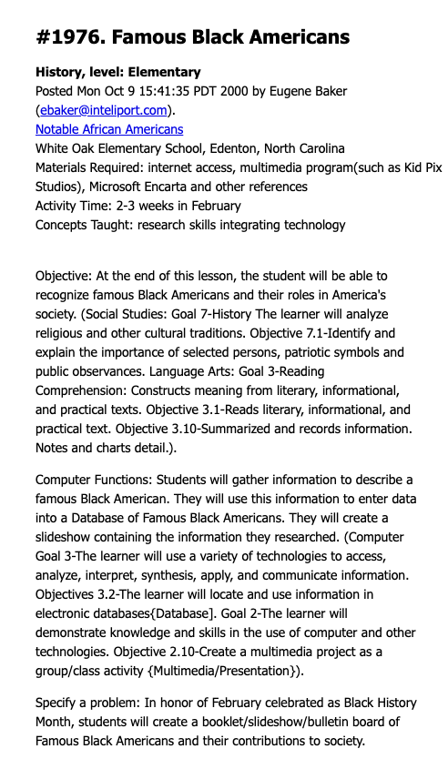 Famous Black Americans Lesson Plan