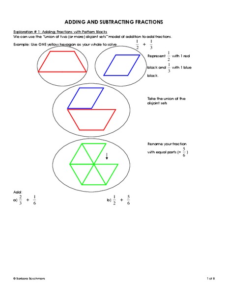 Adding and Subtracting Fractions Worksheet