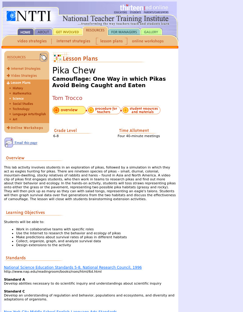 Pika Chew Lesson Plan