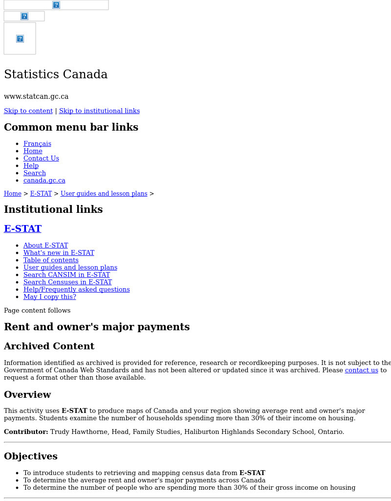 Rent and owner's major payments Lesson Plan